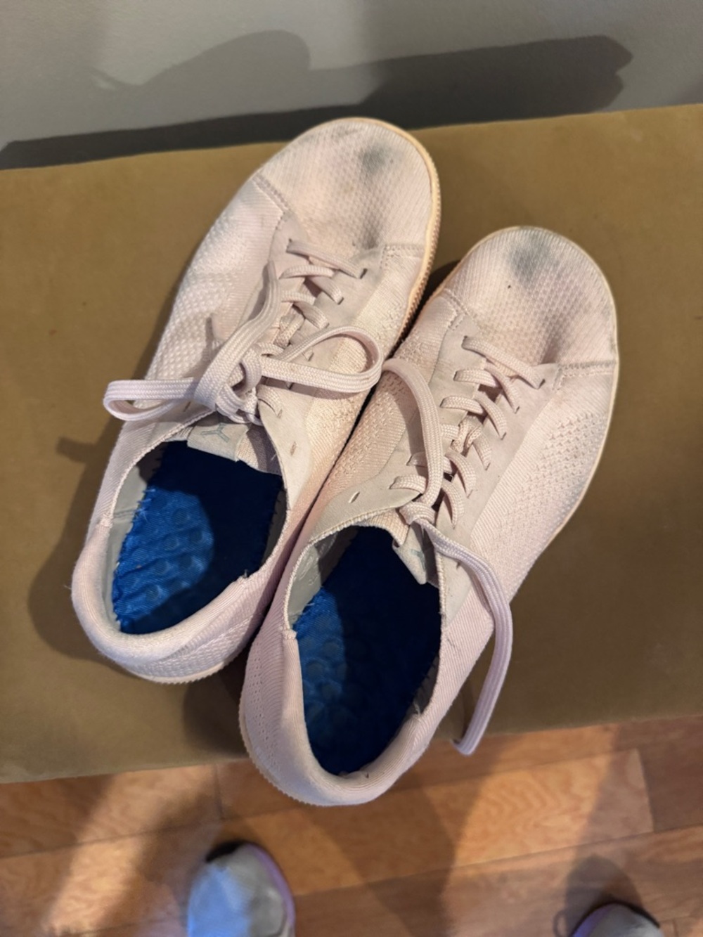 Women's Light Pink Athletic Sneakers with Cushioned Blue Insole